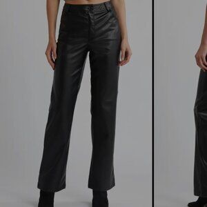 Topshop Faux Leather Straight Leg Trousers